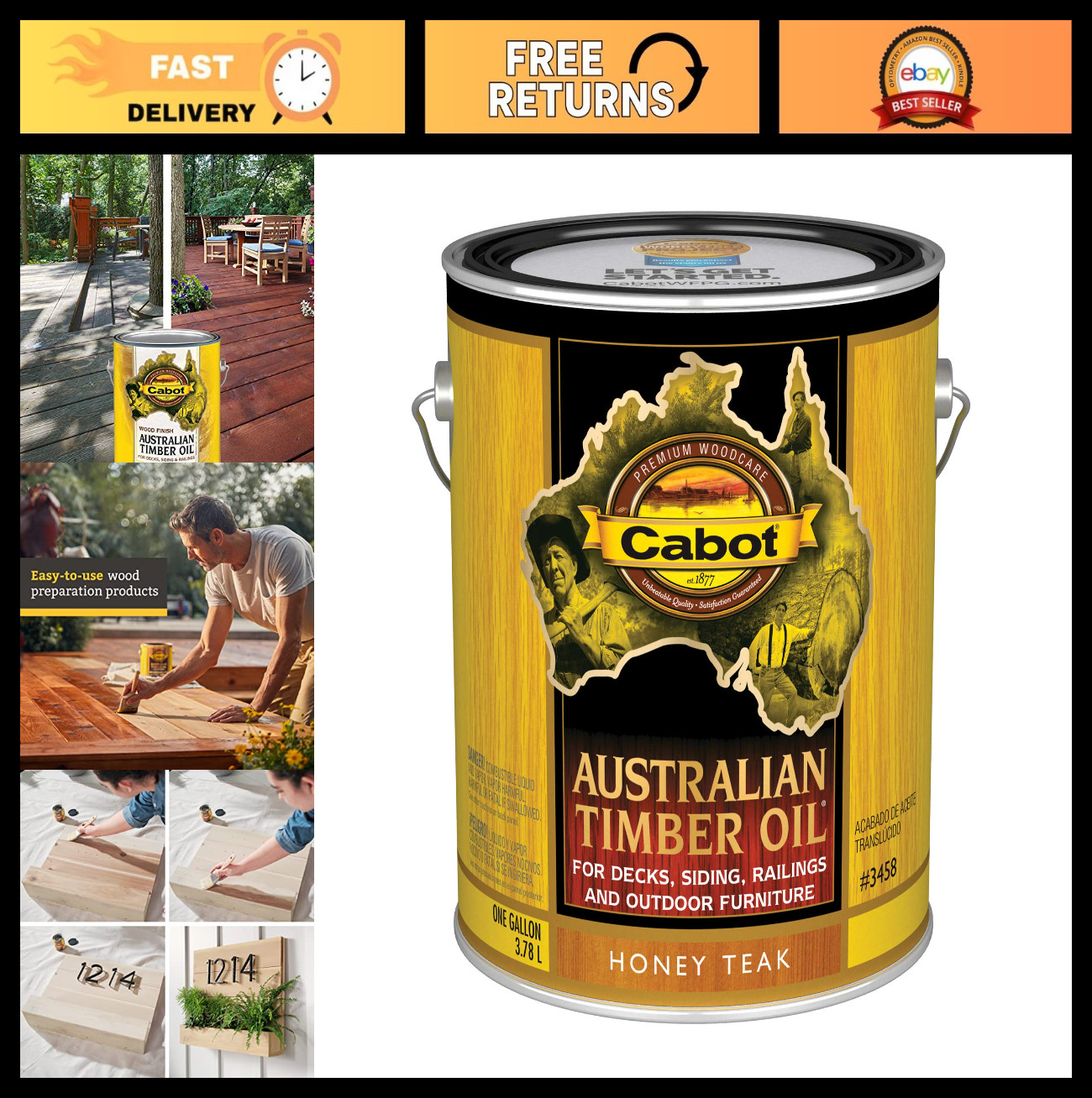 Premium Honey Teak Wood Stain & Protector, 1 Gallon – Australian Timber Oil Fini