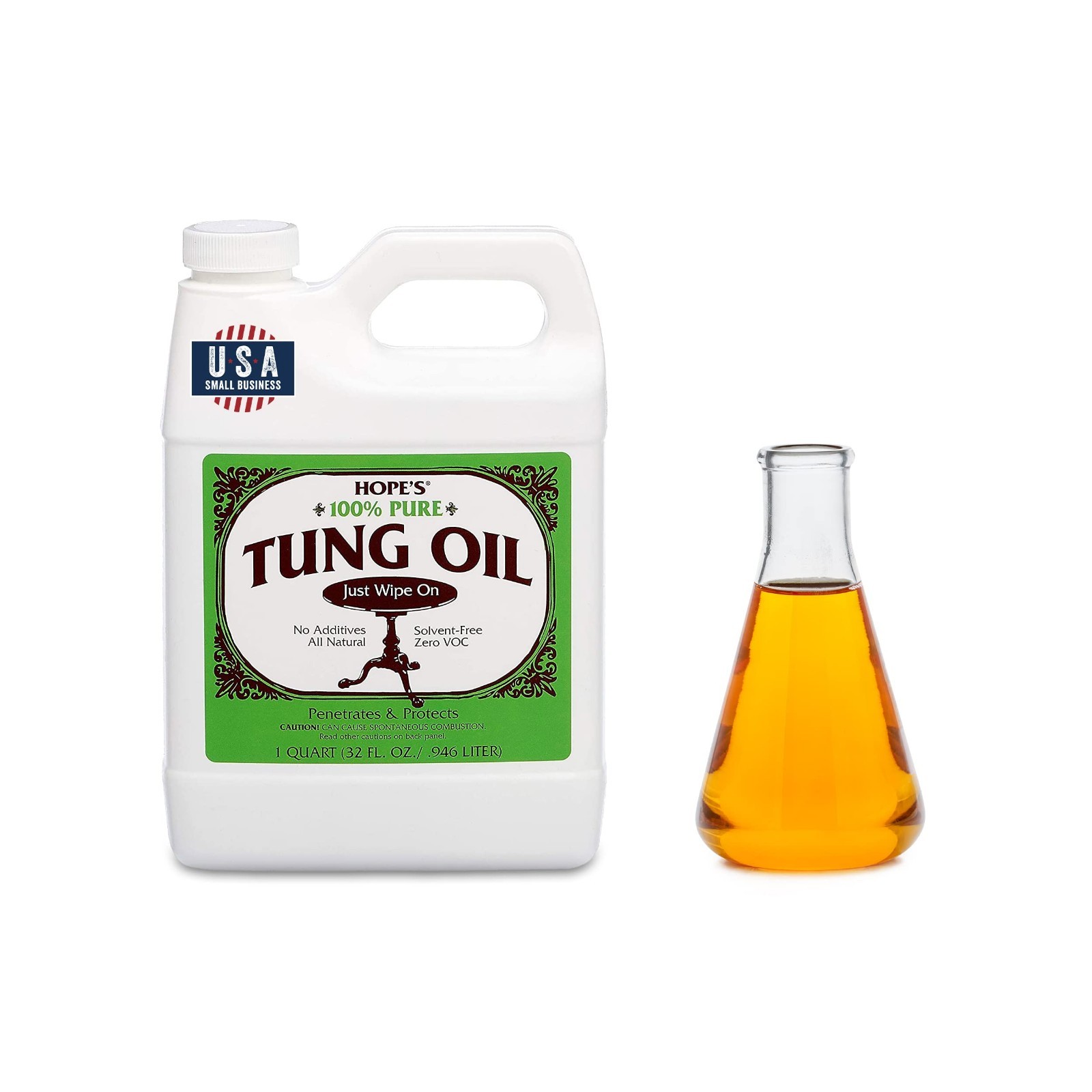 100% Pure Tung Oil – Food Safe, Premium Waterproof Natural Wood Finish & Sealer,