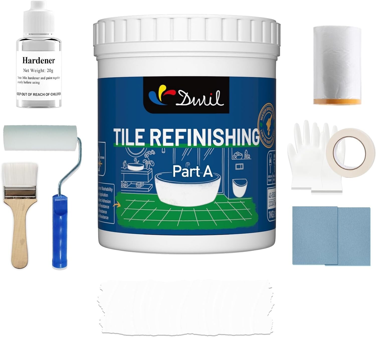Fast-Drying Bathtub Paint Kit – Low Odor Semi-Gloss Finish – Easy Application