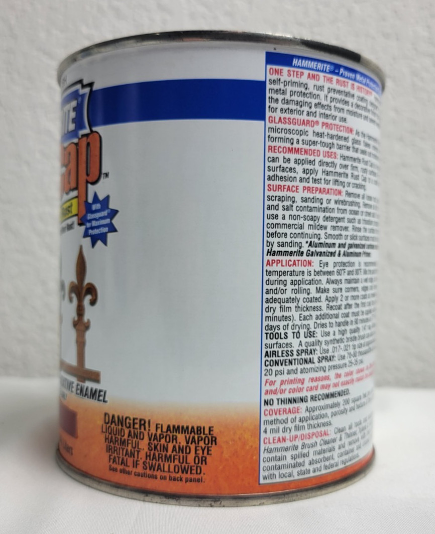 Hammerite Rust Cap Smooth Finish Bright Red Quart 32 oz. Excellent Can!