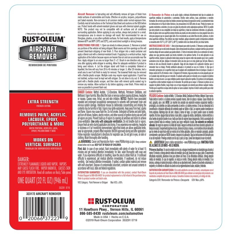 Automotive Paint Stripper Remover Quart Fast Acting Universal Metal Surface Use