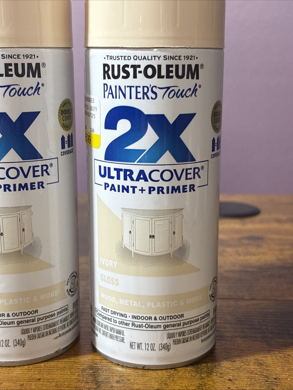 Rust-Oleum Painter’s Touch 2X Ultra Cover Gloss Ivory Spray Paint 12 oz Lot Of 2