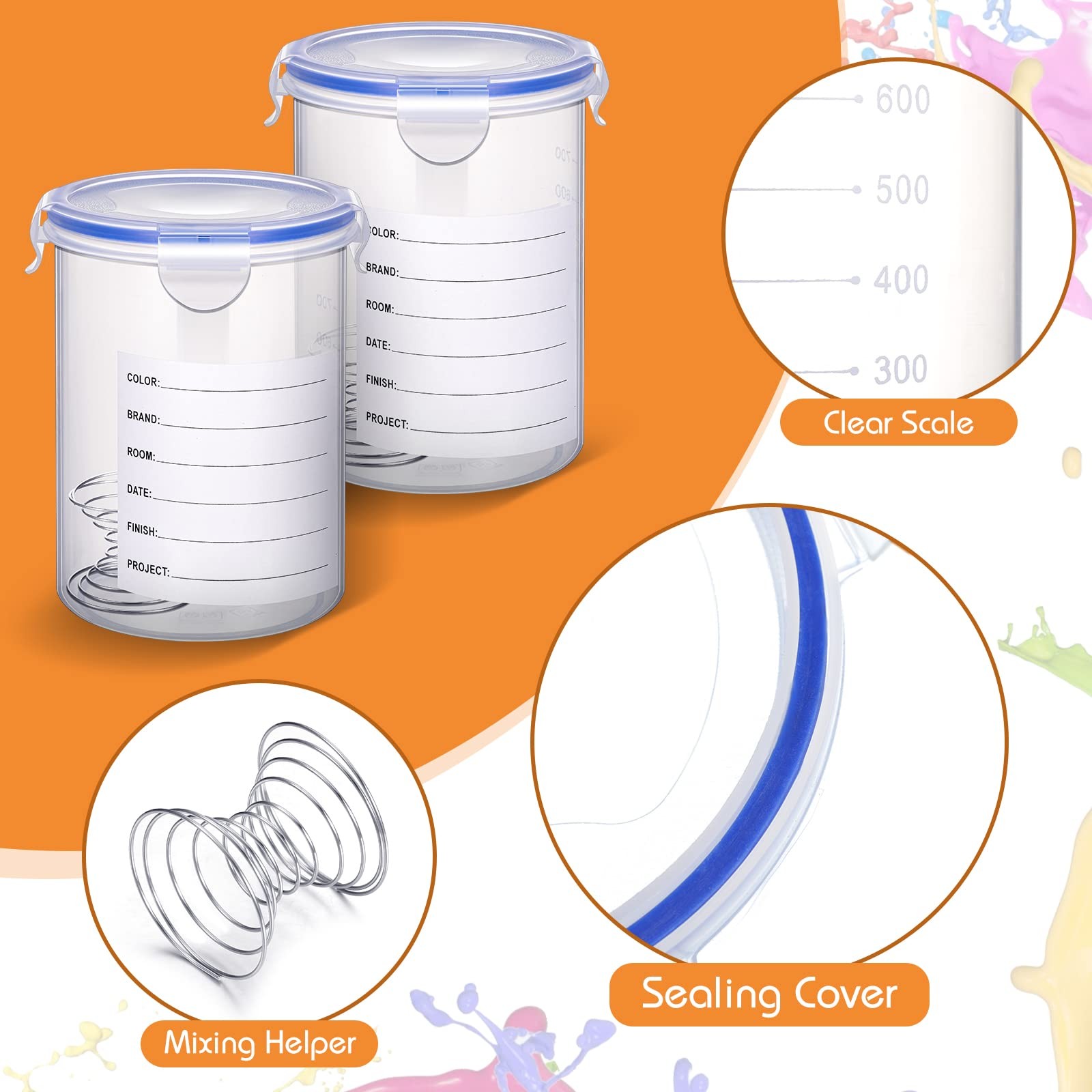 Paint Container with Stainless Steel Mixing Ball Touch up Paint Cups Storage …