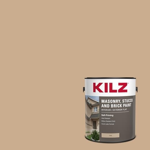 KILZ Masonry, Stucco, Brick Paint, Interior/Exterior, Flat, Tan, 1 Gallon