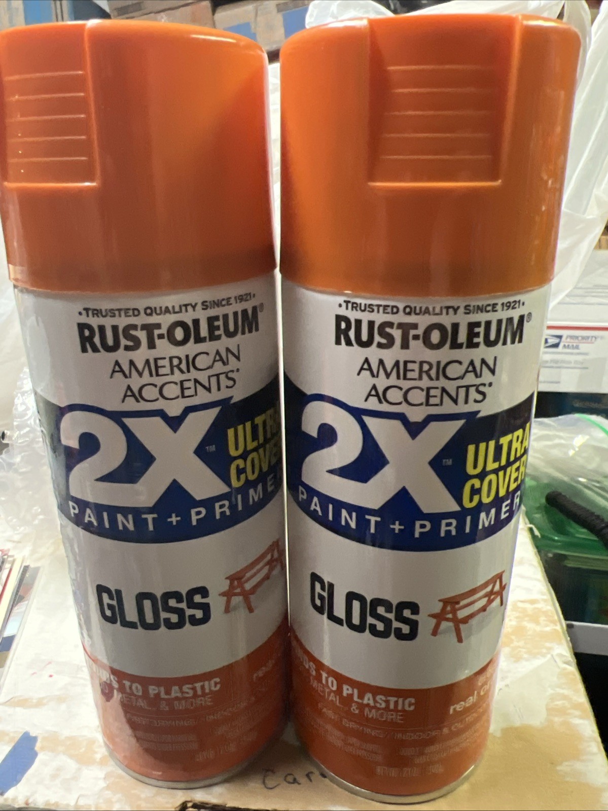 Real Orange, Rust-Oleum 2X Ultra Cover Gloss Spray Paint- 24 oz Cans Set Of 2
