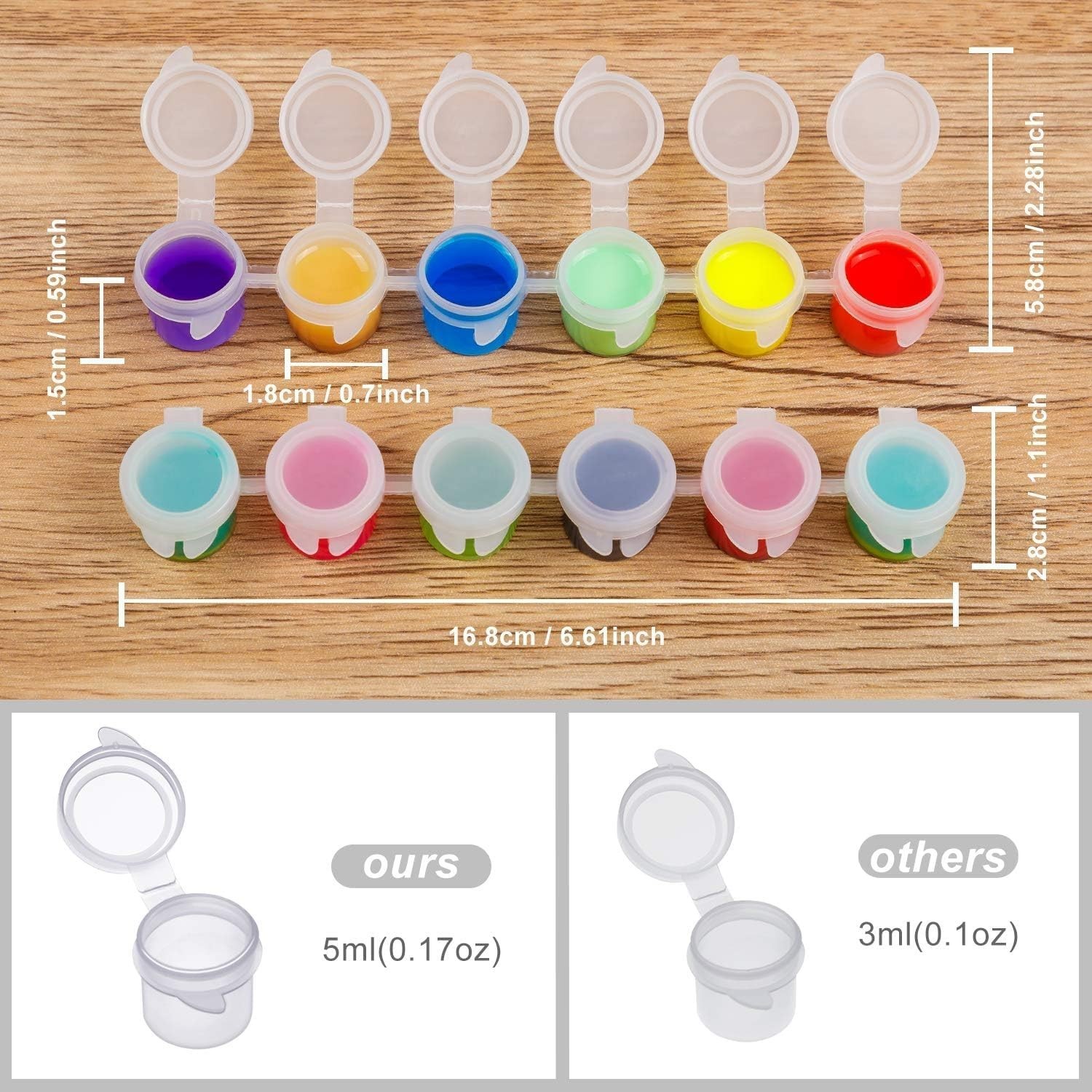 Large Empty Paint Pots 5 ml 90 Pots 15 Strips with Lids