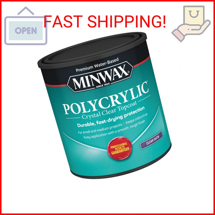 Minwax 63333 Clear Polycrylic Water-Based Protective Finish Satin, Quart, 1 Quar
