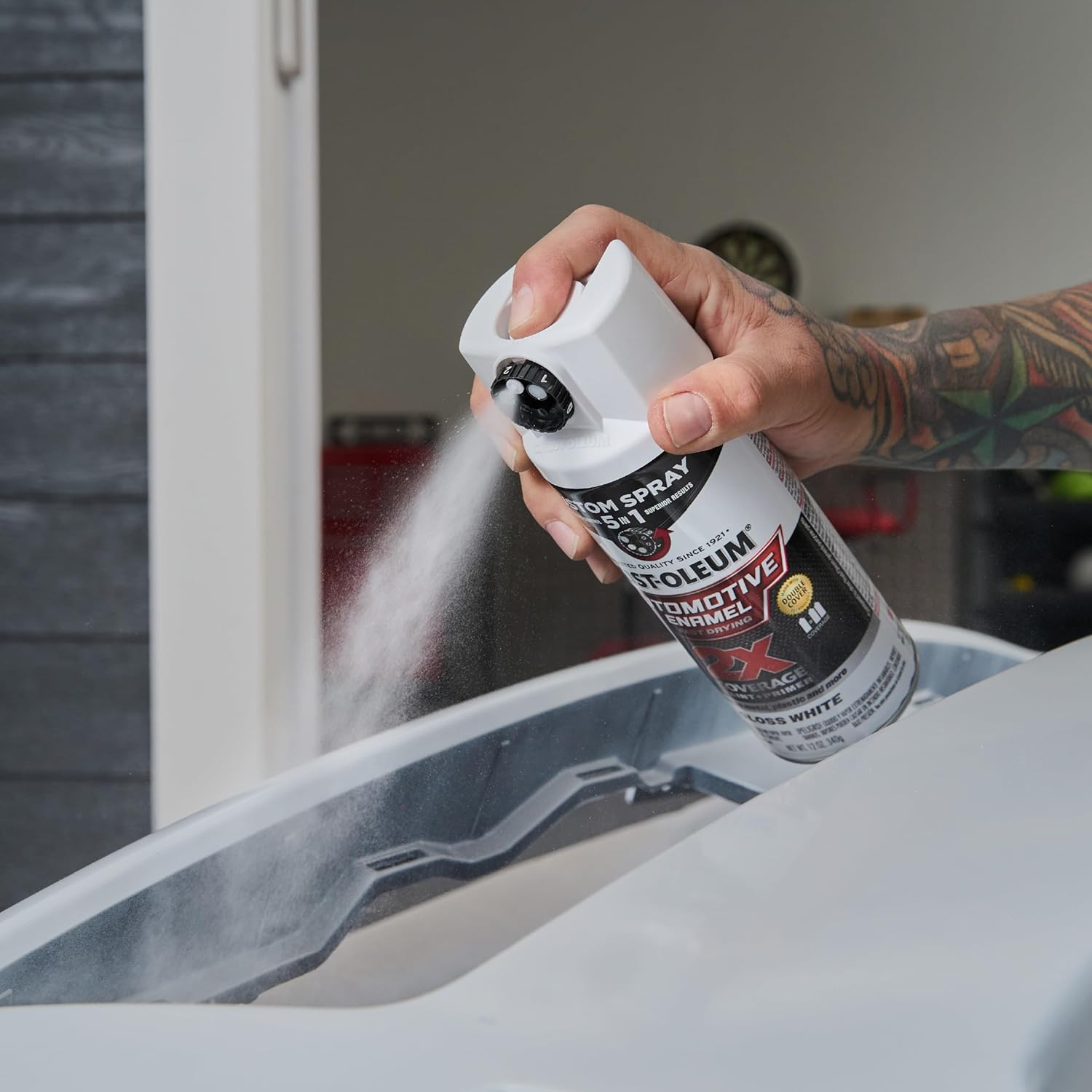 2X Automotive Enamel Custom Spray 5-In-1 Spray Paint, 12 Oz, Gloss White, 6 Pack