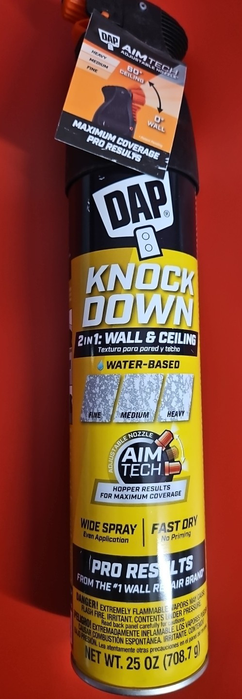 DAP Knockdown Water Based 2 in 1 Wall & Ceiling Texture Wide Spray – 25 Oz – NEW
