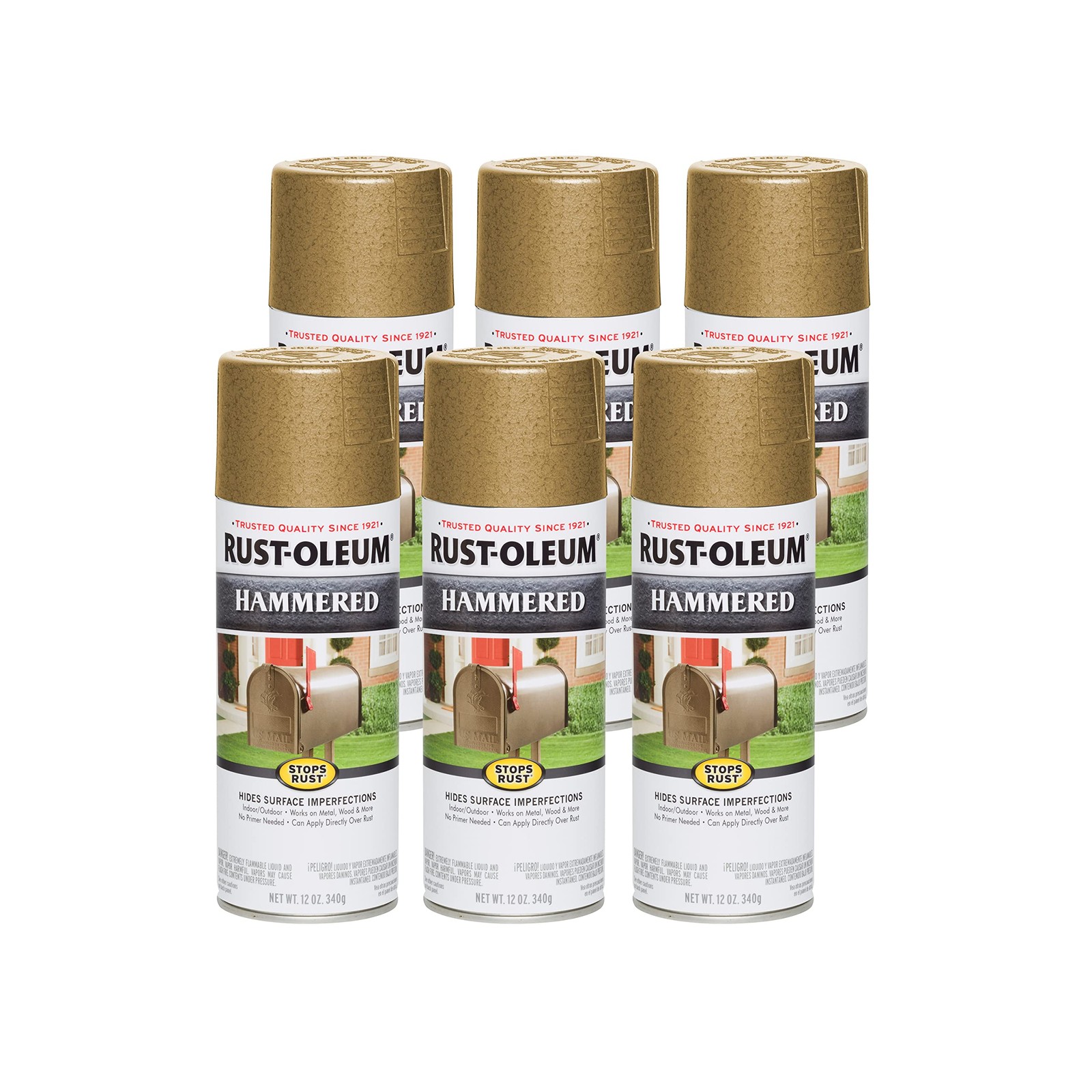Rust Oleum Stops Rust Hammered Gold Paint Weather Resistant 6 Pack 15 Sq Ft