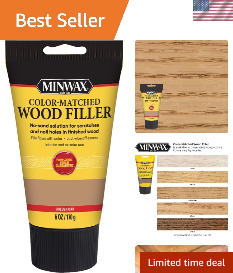 Color-Matched Wood Filler, Golden Oak, 6 oz