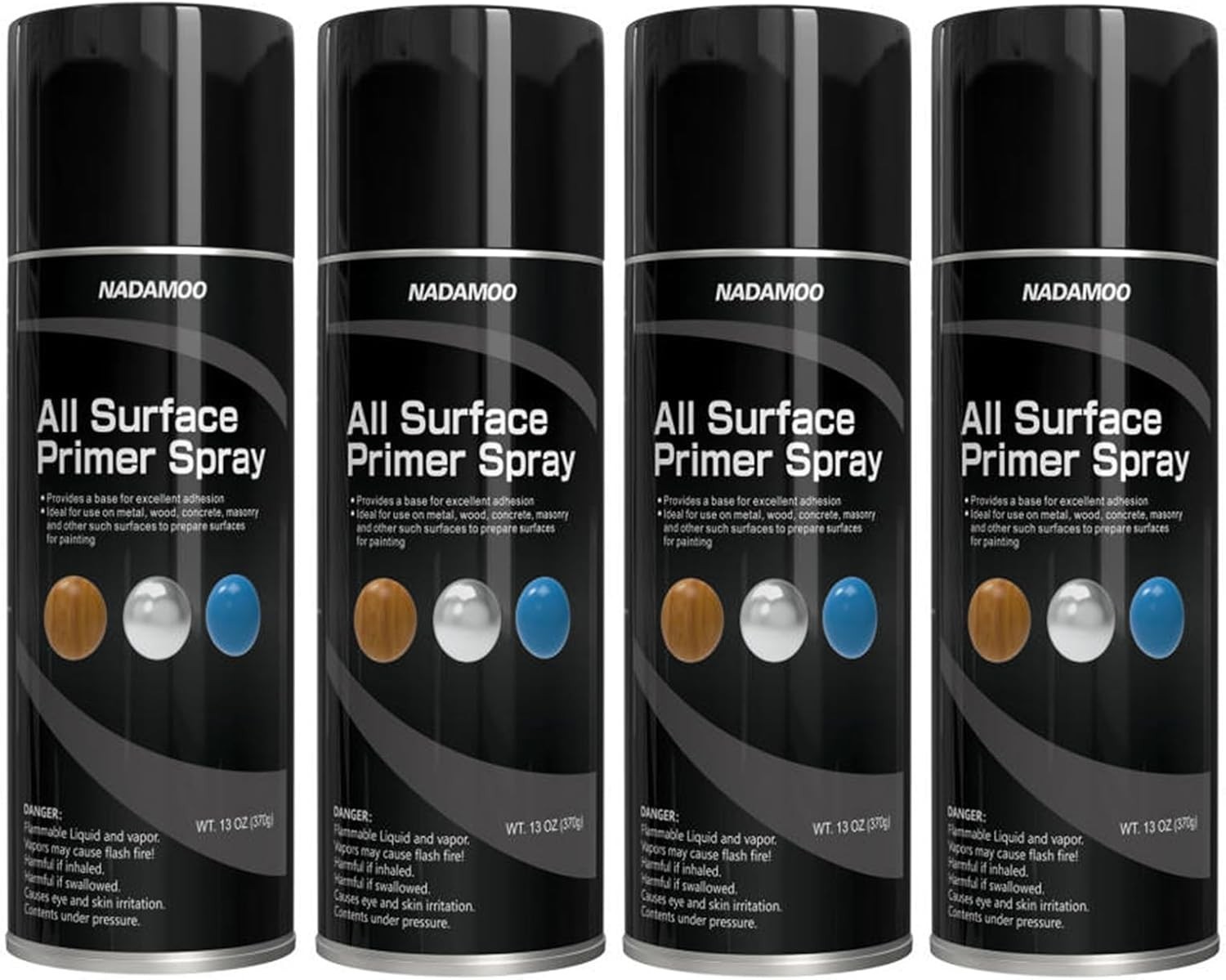 Enhance Adhesion Primer Spray, Matte Black, 4 Cans, Multi-Surface Epoxy Formula