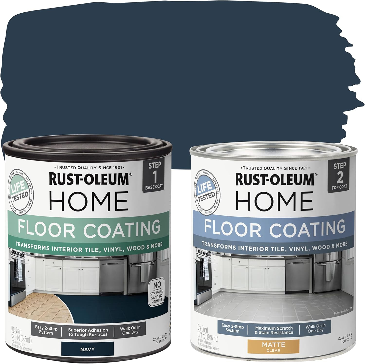 Rust-Oleum 367598 Home Interior Floor Coating Kit, Semi-Gloss Ultra White
