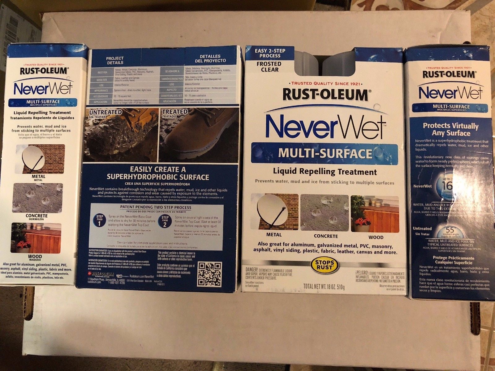 (x5) Never Wet ~ Rust-Oleum ~ 18oz Multi Surface/Protector Spray Kit Waterproof