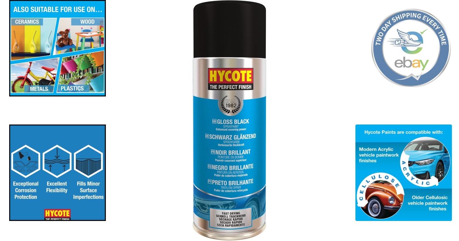 Gloss Black Spray Paint 13.5 Oz – Fast Drying, UV & Weather Resistant Coating