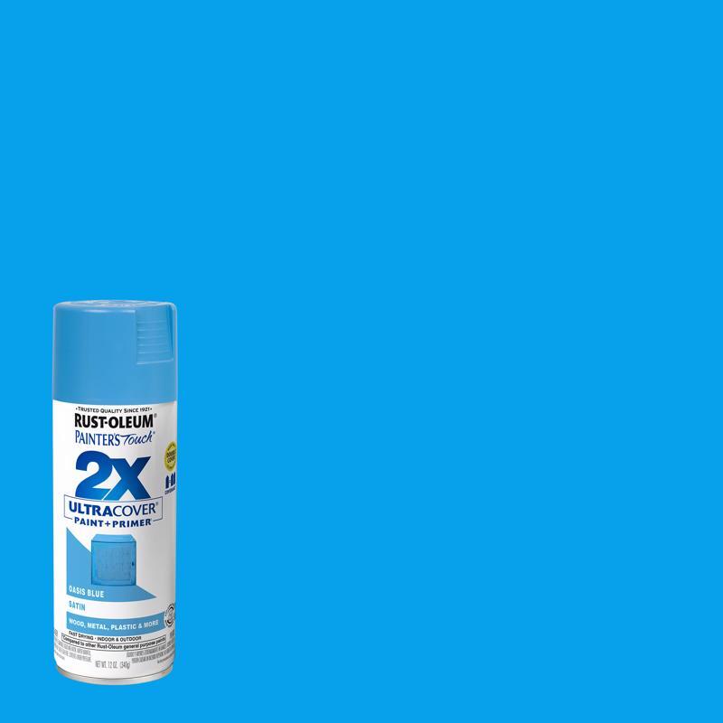 PAINTER’S Touch Satin Spray Paint, Satin, Oasis Blue, 12 oz, Aerosol Can