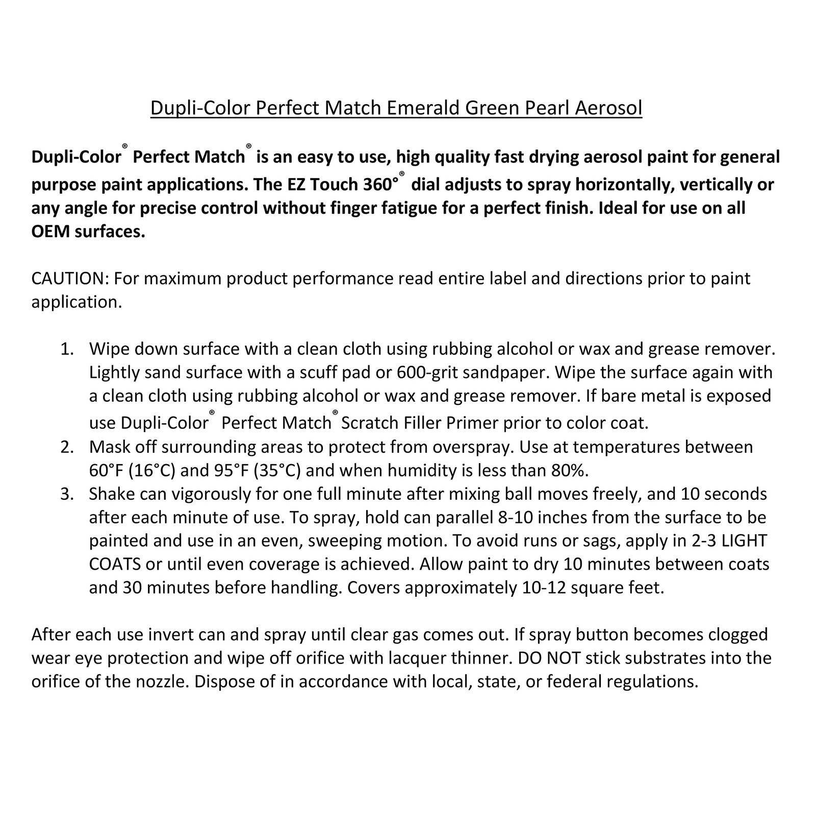 Emerald Green Pearl Automotive Paint 8 oz Premium Spray for Perfect Match