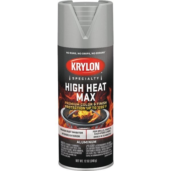 (6)-Krylon Max Temp (1200F) 12 Oz. Aluminum High Heat Spray Paint K01608777