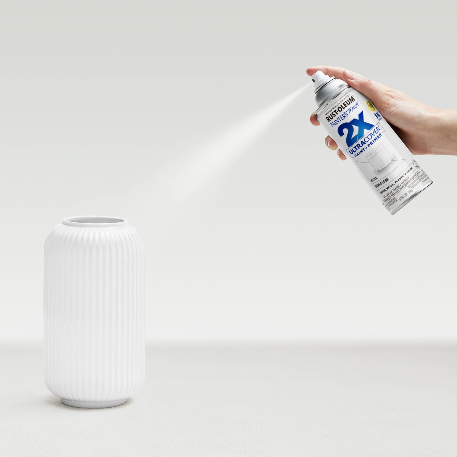 Rust Oleum Painter’s Touch 2X Ultra Cover Spray Paint Semi Gloss White Indoor