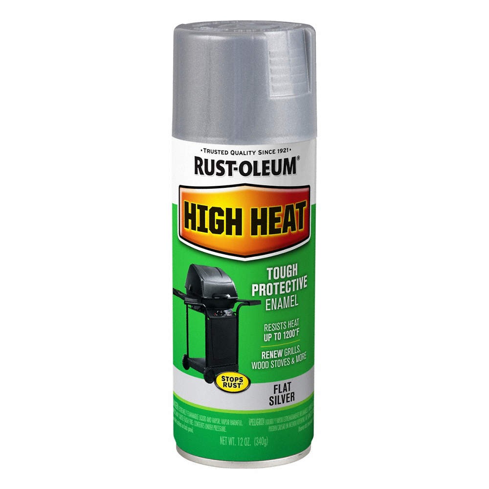 RUST-OLEUM 7716830 Spray Paint, High Heat,Silver,12 oz. 3KYU6