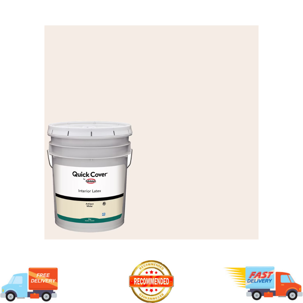 Glidden Quick Cover Interior Latex Paint Flat, Antique White, 5 Gallon, 1 Pack