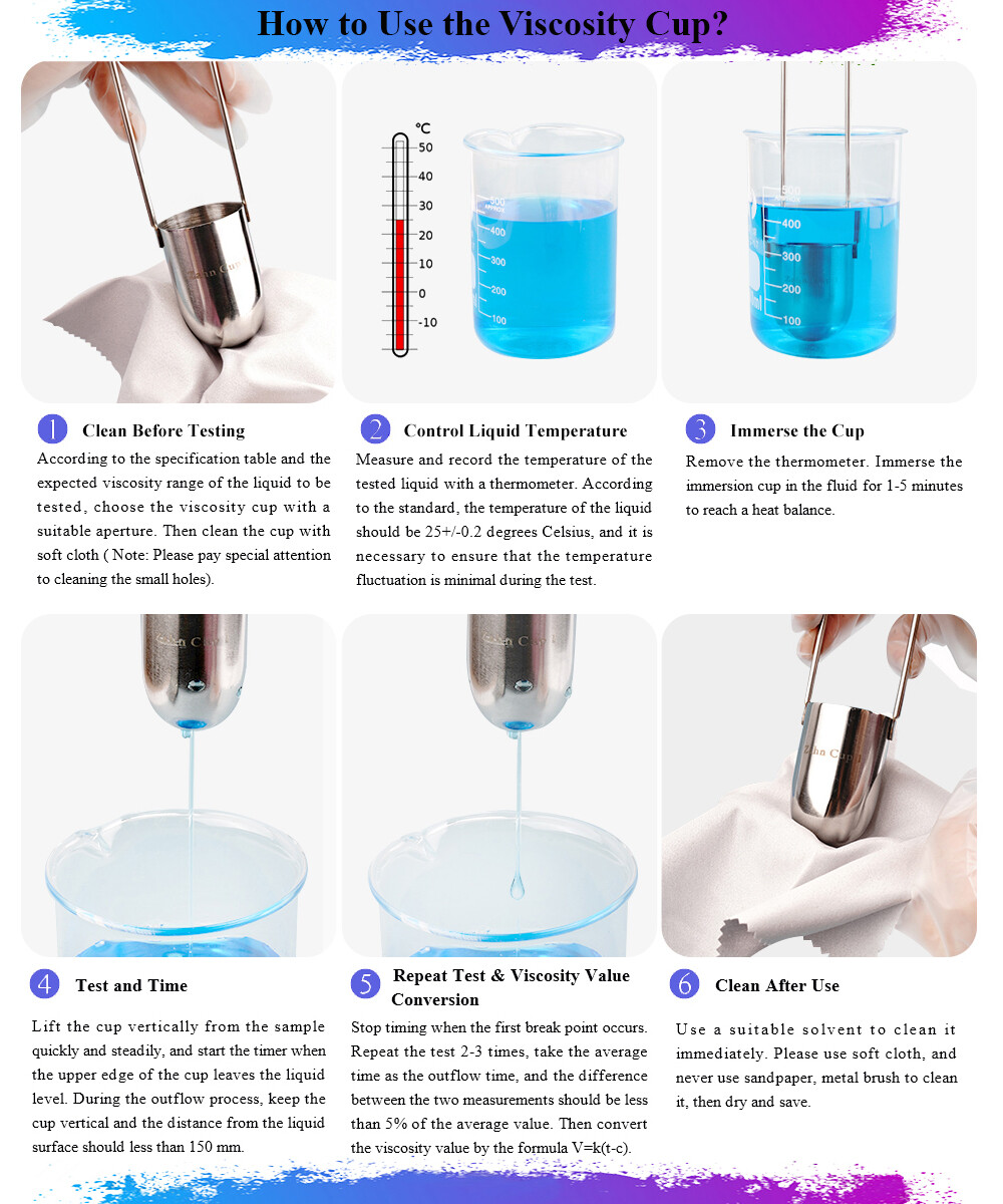 Hold Dia Zahn Dip Type Viscosity Cup 4# Very Precise Ink Viscosity Cup
