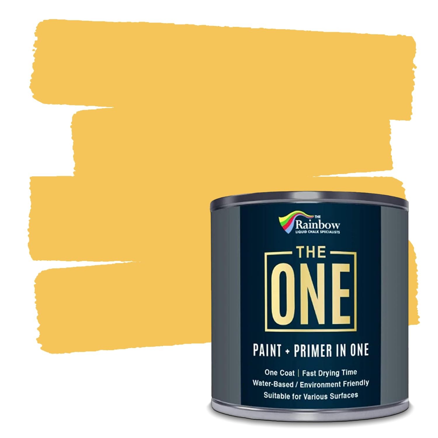 THE ONE All-In-One Paint & Primer – Yellow Matte, 84.5 Fl Oz/2.5 L | 1 Coat F…
