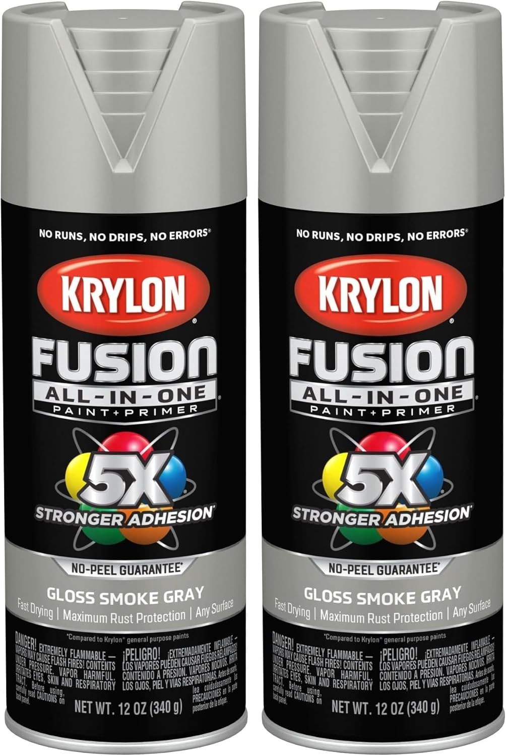 All-In-One Rust Resistant Spray Paint, Gloss Smoke Gray – 12 Ounce Pack of 2