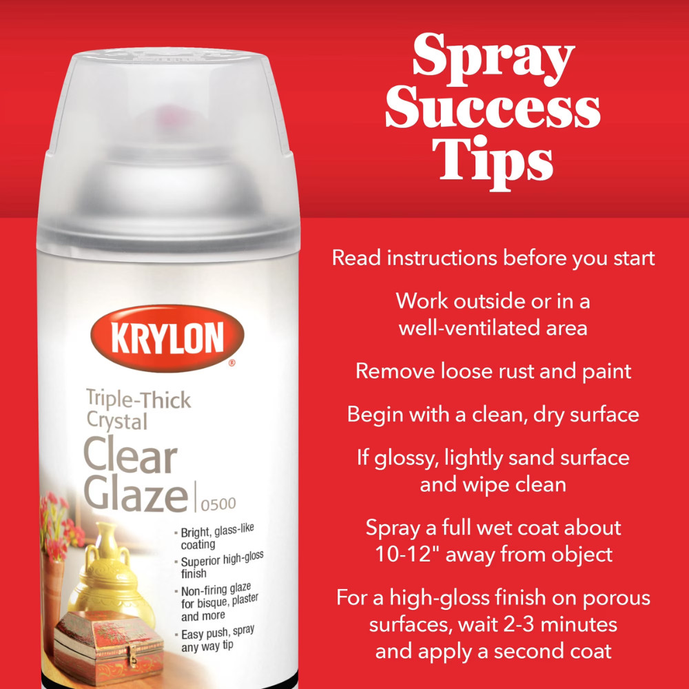 6 Pack Krylon I00500A07 Triple-Thick Crystal Clear High Gloss Spray Paint, 12 oz