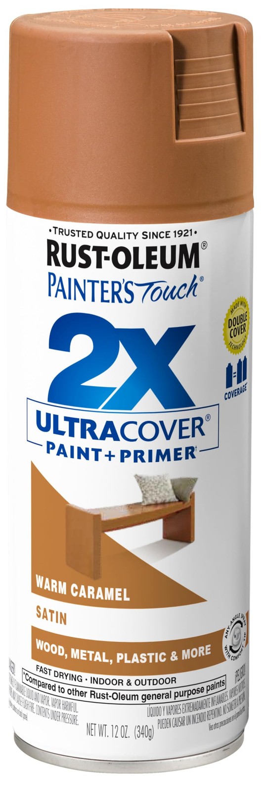 Painter’s Touch 12Oz Satin Warm Caramel Spray Paint Ultra Cover Interior Exte…