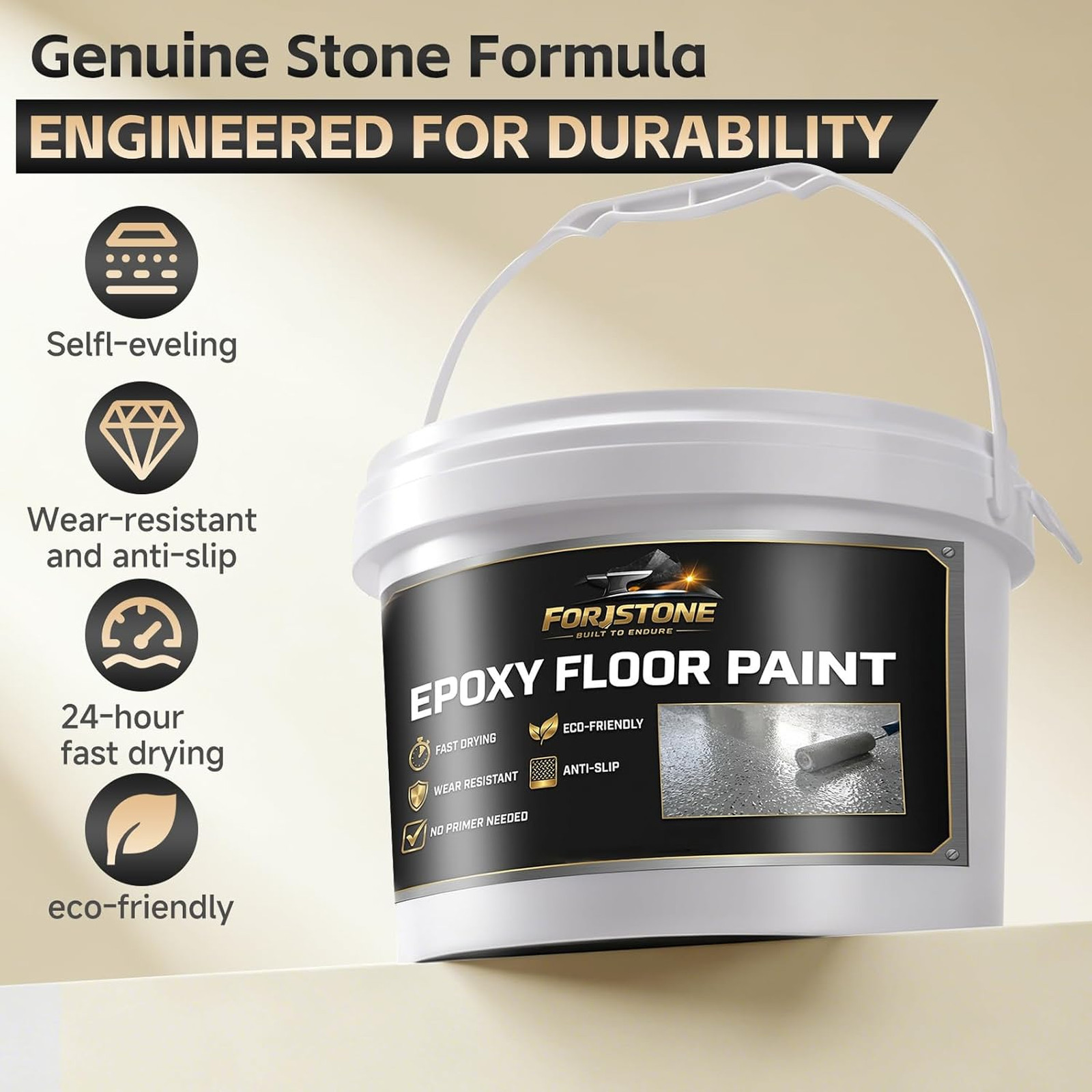 Epoxy Floor Paint Colored Sand Self Leveling Kit High Gloss Wear Resistant Non