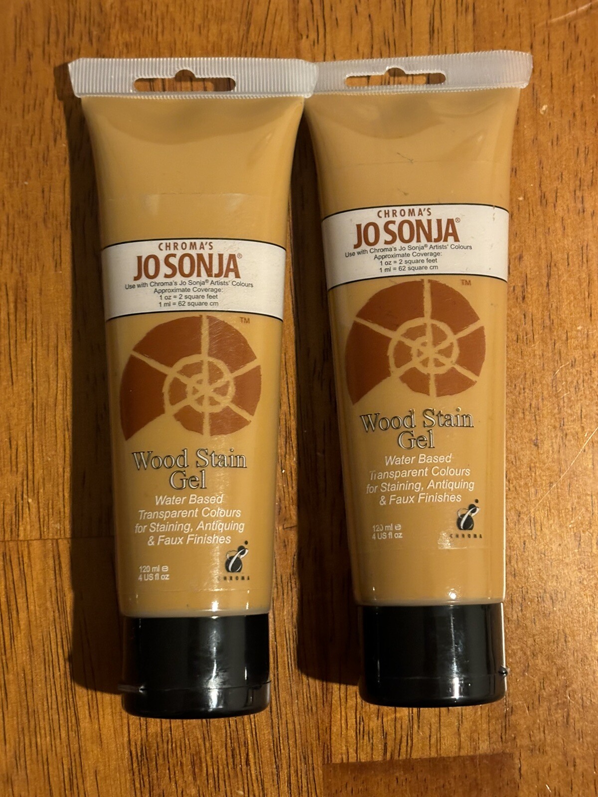 Lot Of 2 Chroma’s Jo Sonja Wood Stain Gel NEW 4 oz. Water Based Golden Oak USA