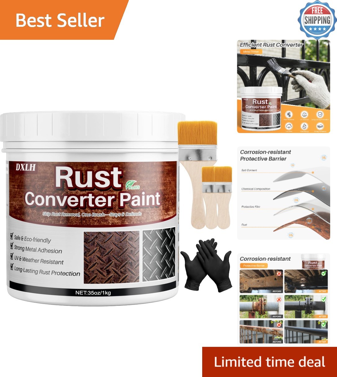 Heavy-Duty UV-Resistant Rust Reformer & Primer for Automotive & Metal Surfaces