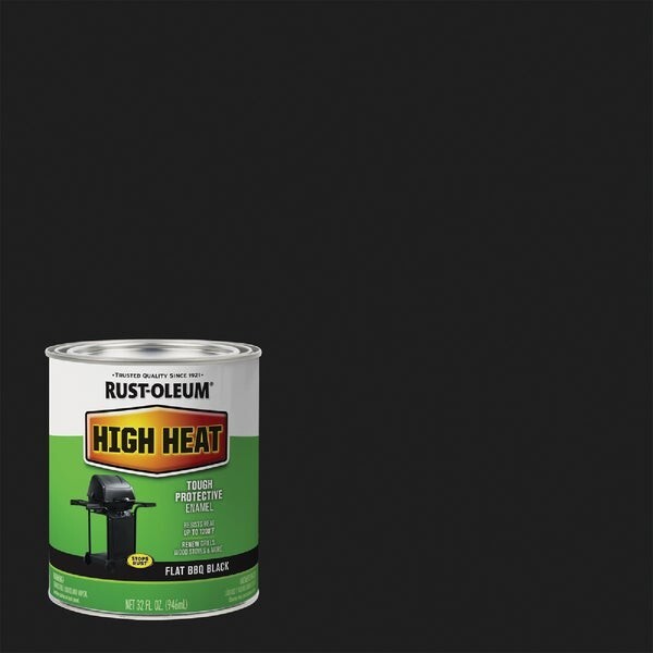 (2)-Rust-Oleum Flat Tough Protective High Heat Enamel, BBQ Black, 1 Qt. 7778502