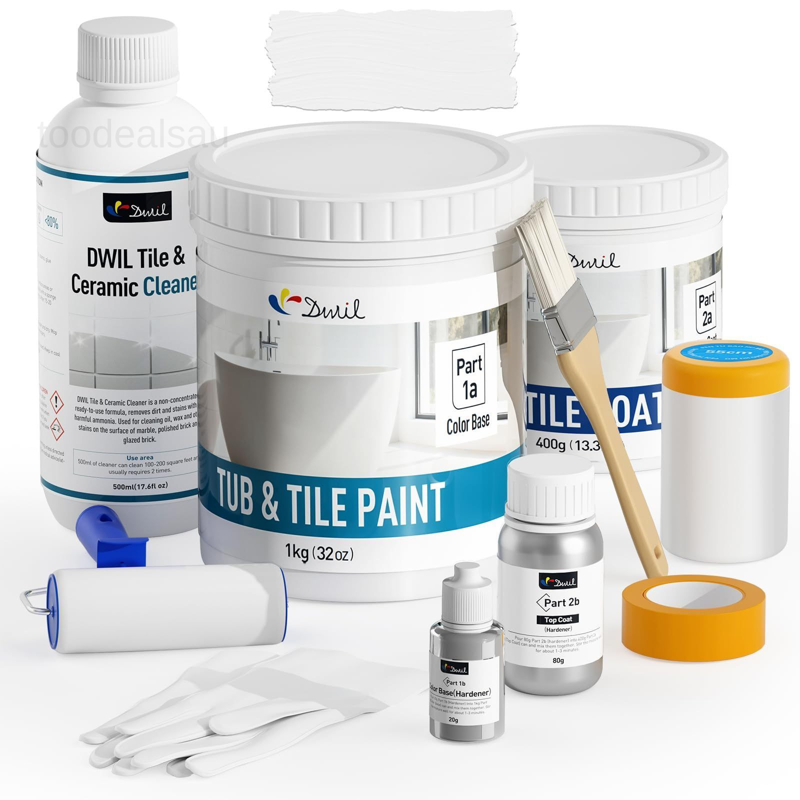 Bathtub Paint, Tub and Tile Refinishing Kit 32 Fl Oz (Pack of 1), White