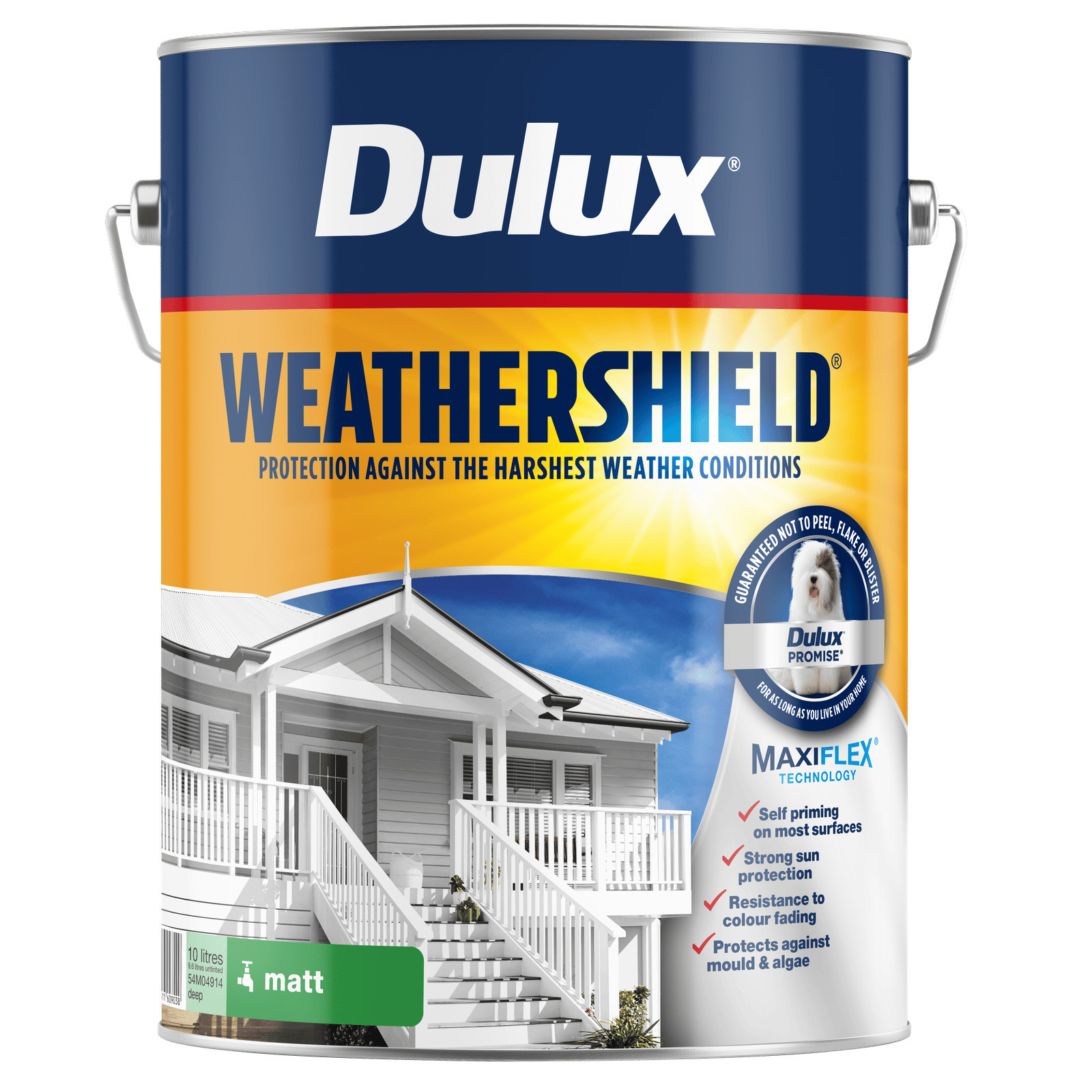 Dulux 10L Deep Matt Weathershield Exterior Paint