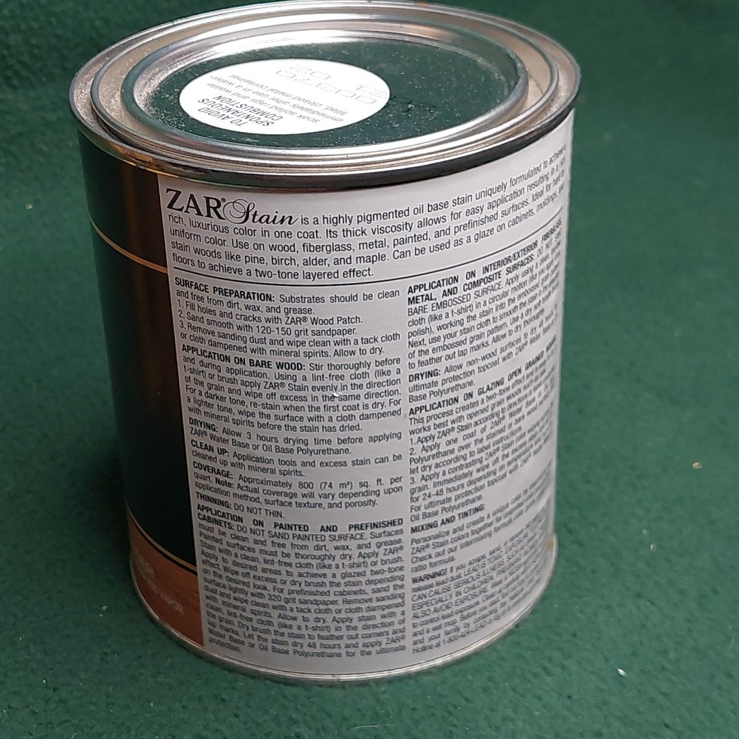 ZAR Multi Surface Interior Oil Base Vintage Modern Wood Stain 1 Quart
