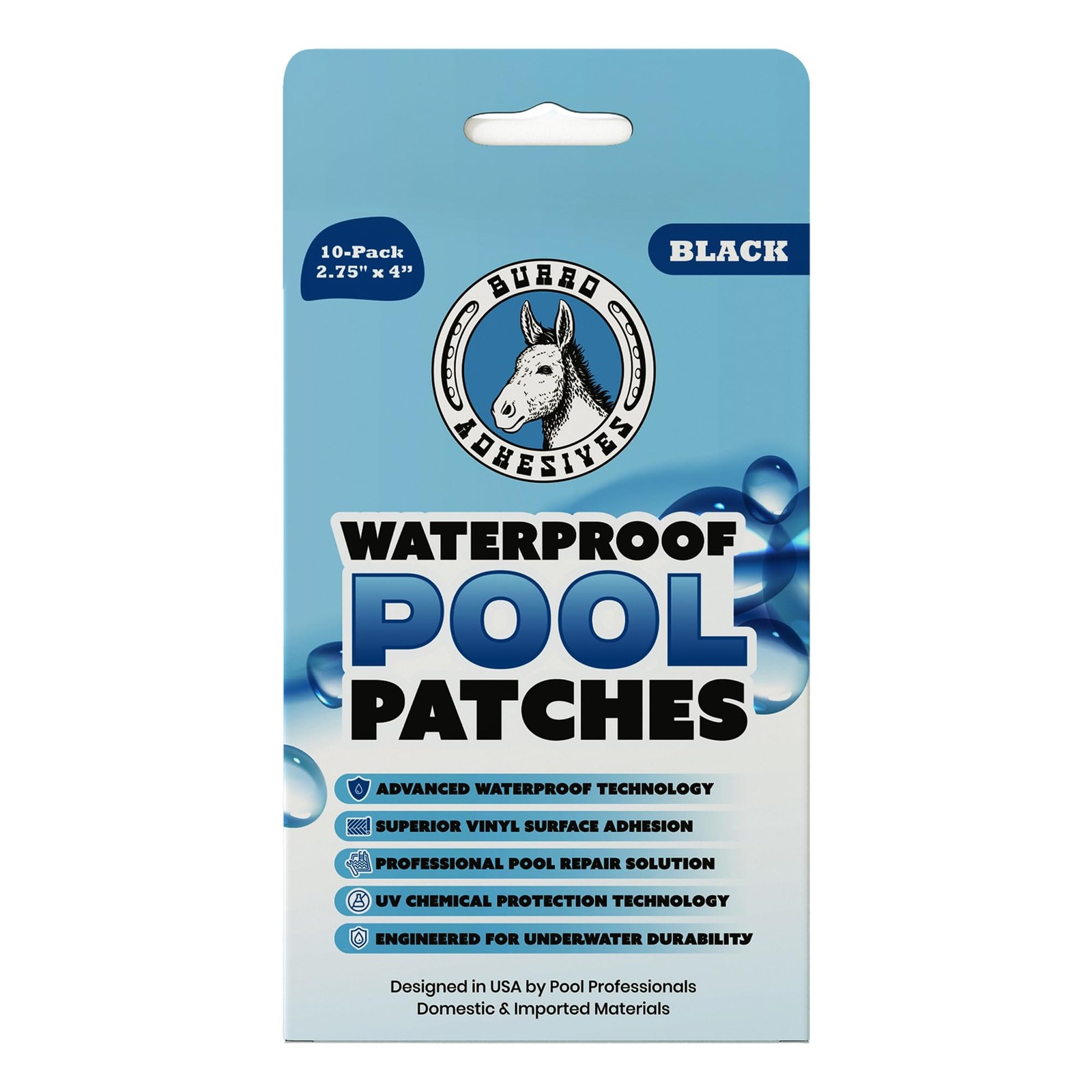 Burro Adhesives 10-Pack Waterproof Black Pool Patches – Professional