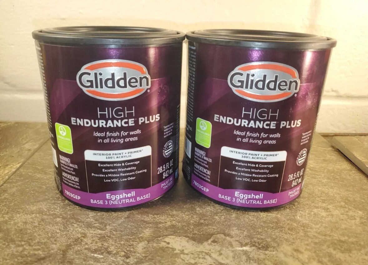 New! 2 Cans Glidden HEP Interior Paint Base – Eggshell Stage/Base 3
