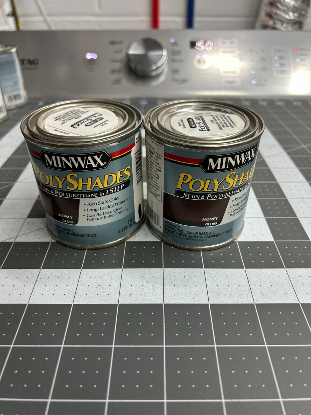 NOS 3-pack lot Minwax PolyShades Wood Stain Polyurethane ½ Pint Honey Gloss 8oz