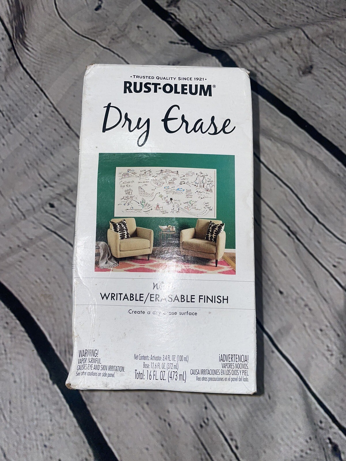 Rust-Oleum Dry Erase Kit Writeable Erasable Finish! Walls- Doors-More 16 FL Oz