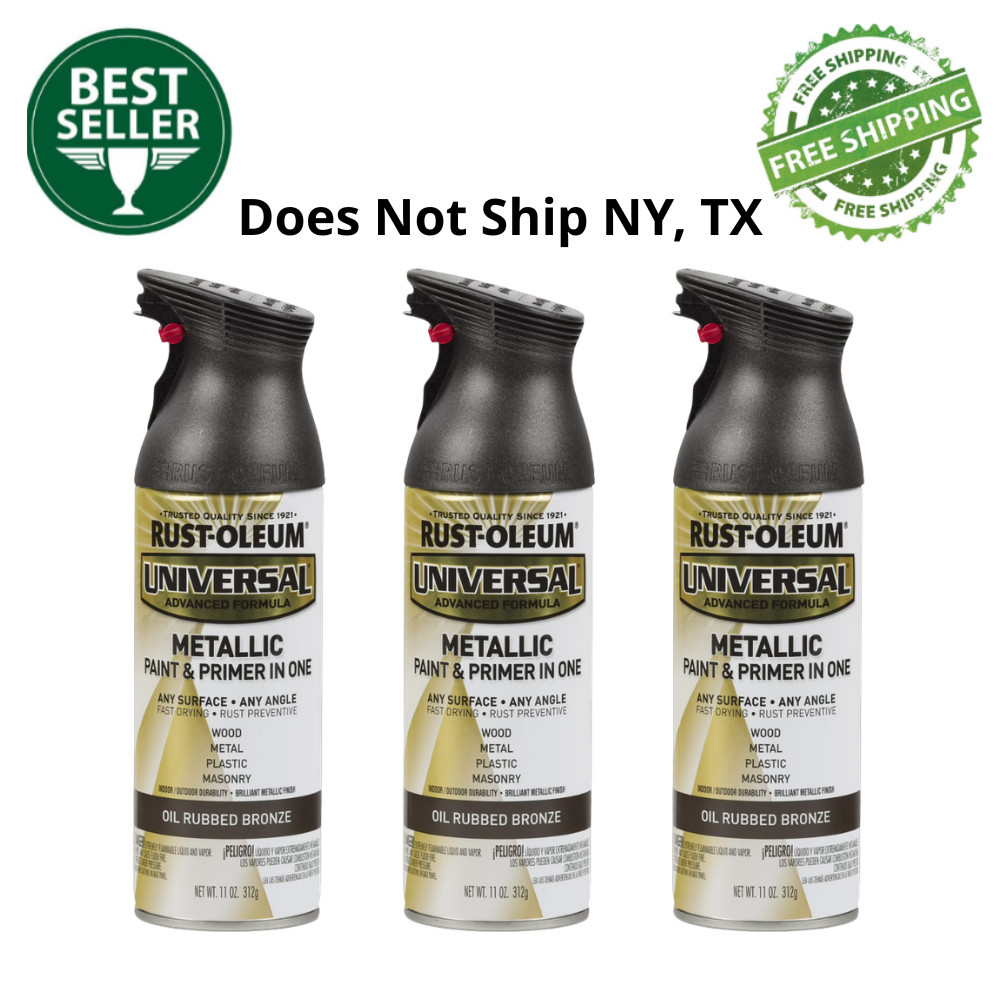 3PK Rust-Oleum All Surface Oil Rubbed Bronze Metallic Spray Paint & Primer, 11oz