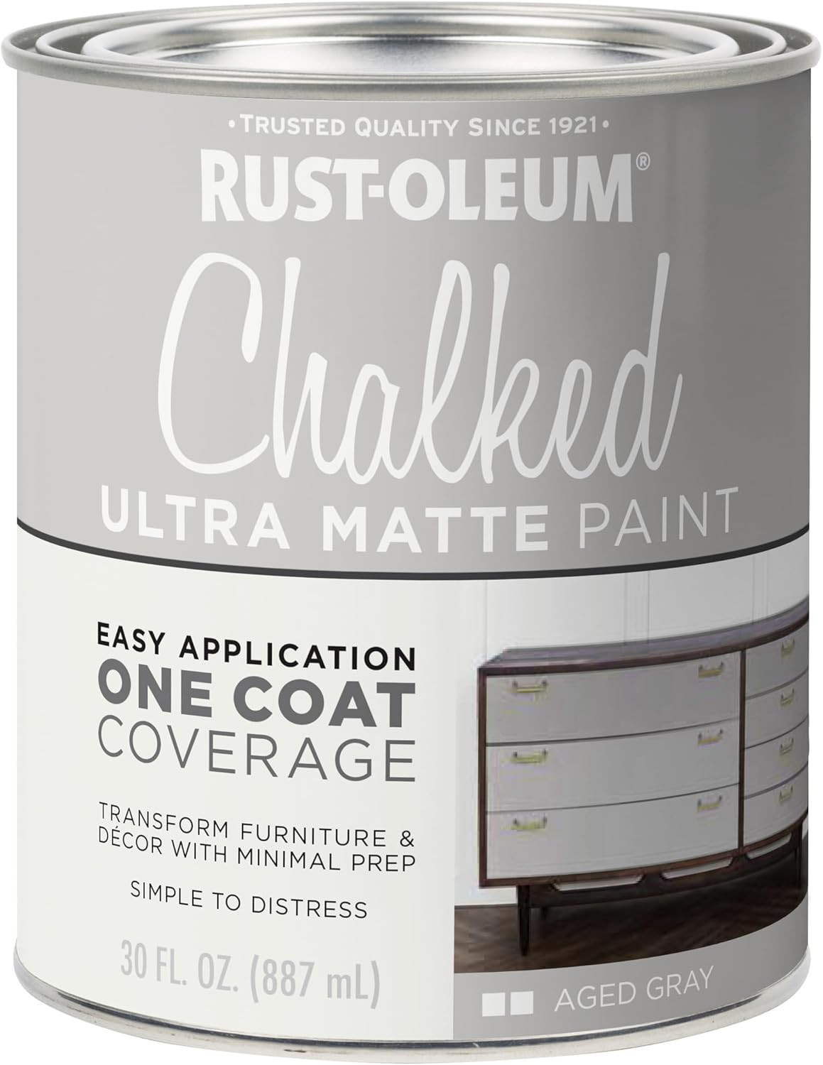Aged Gray Chalked All-In-One Ultra Matte Paint | One Coat Coverage | No Primer,
