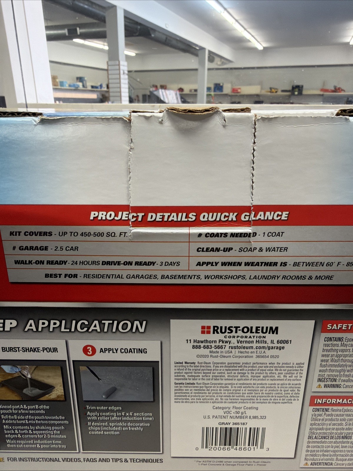 Rust Oleum Epoxy Shield Protect Gray Garage Floor Coating Kit High Gloss 2.5 Car