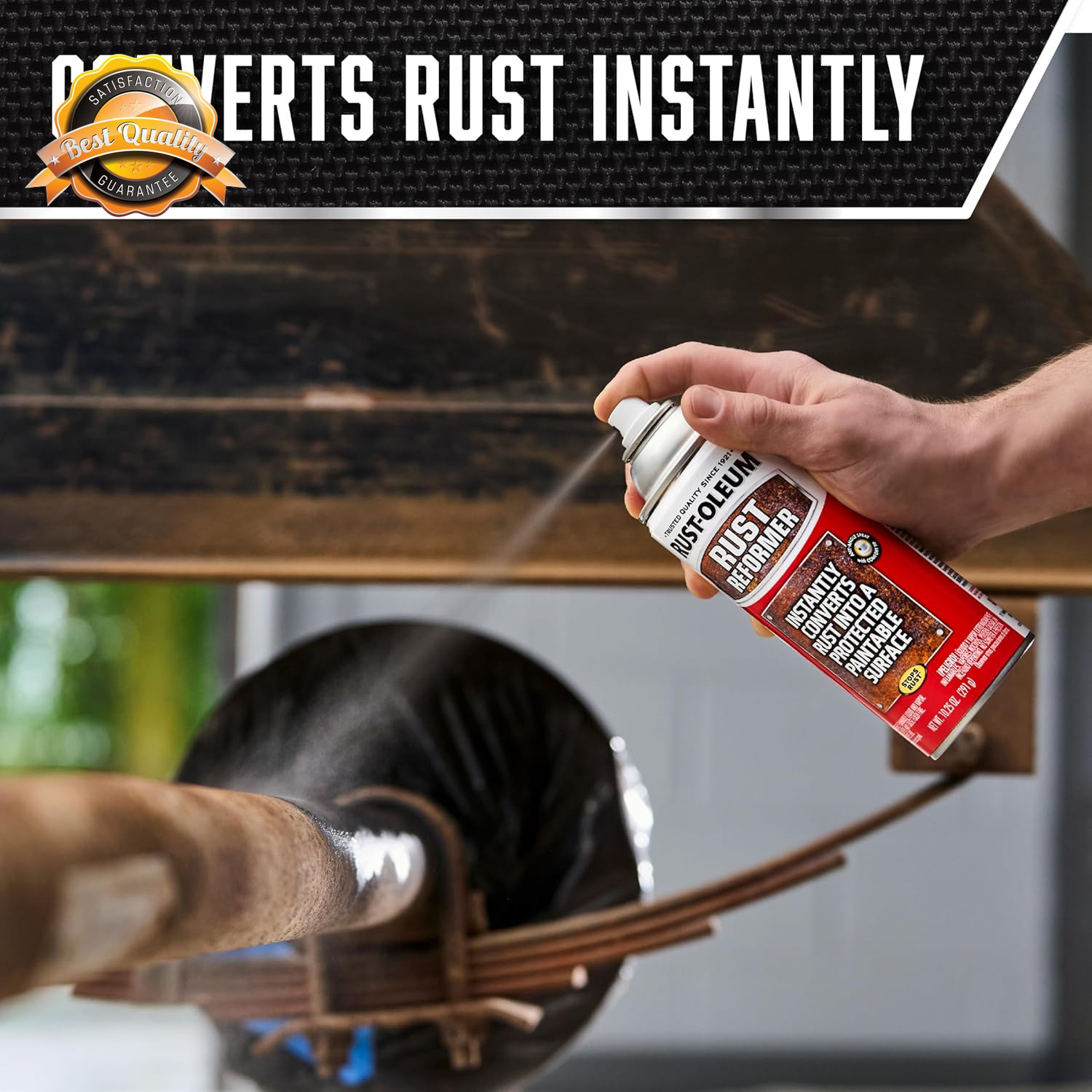 Rust Reformer Spray Paint Matte Black 10.25oz Stops Rust Metal Surface