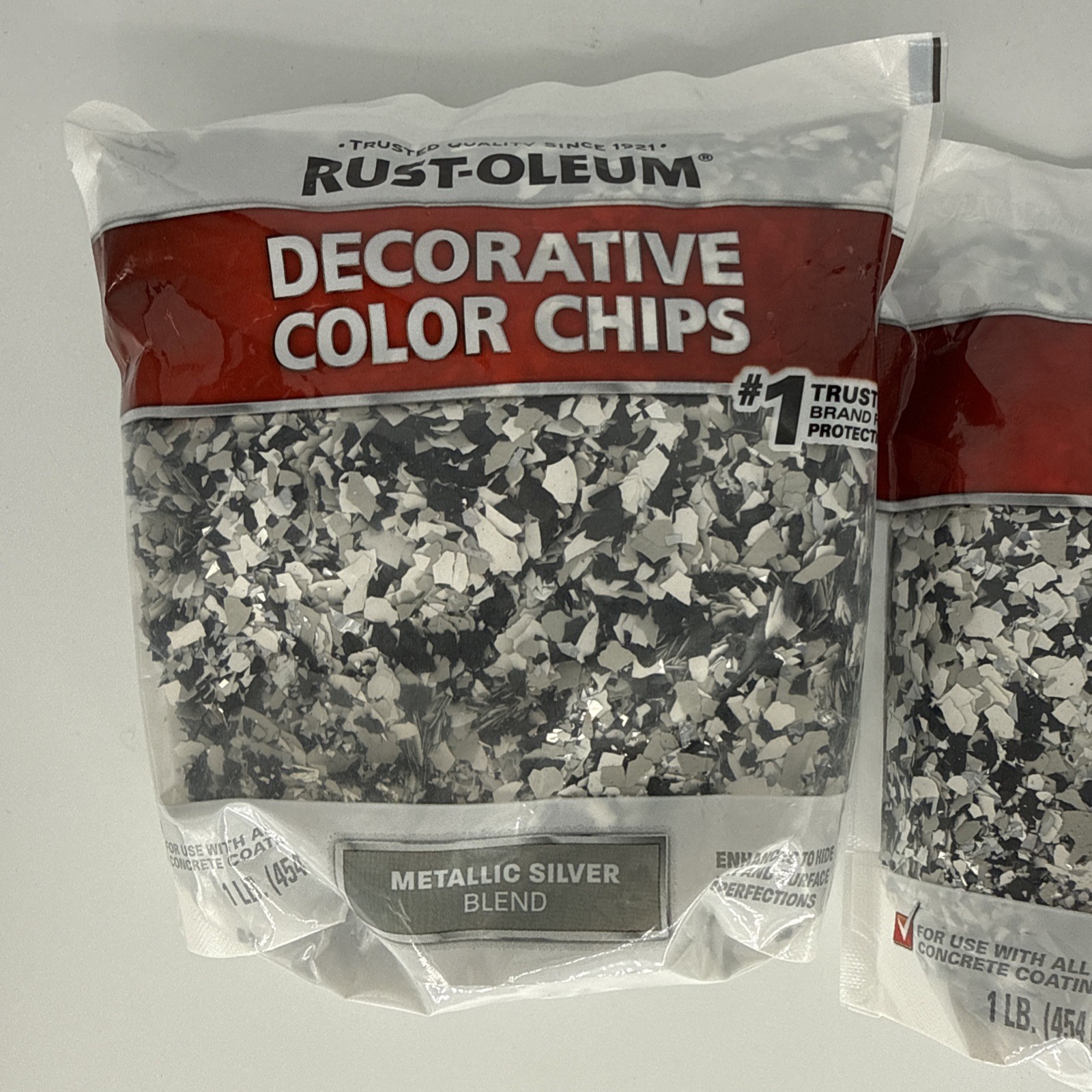 Two Rust-Oleum Decorative Color Chips Metallic Silver Blend 1 LB Item # 336054