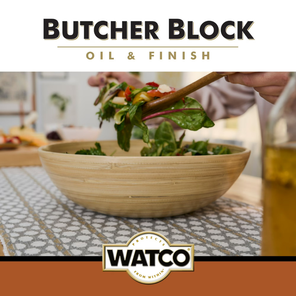 2 Pack Rust-Oleum Watco Butcher Block Oil, Clear, Wood Finish, Food Safe, 16 oz