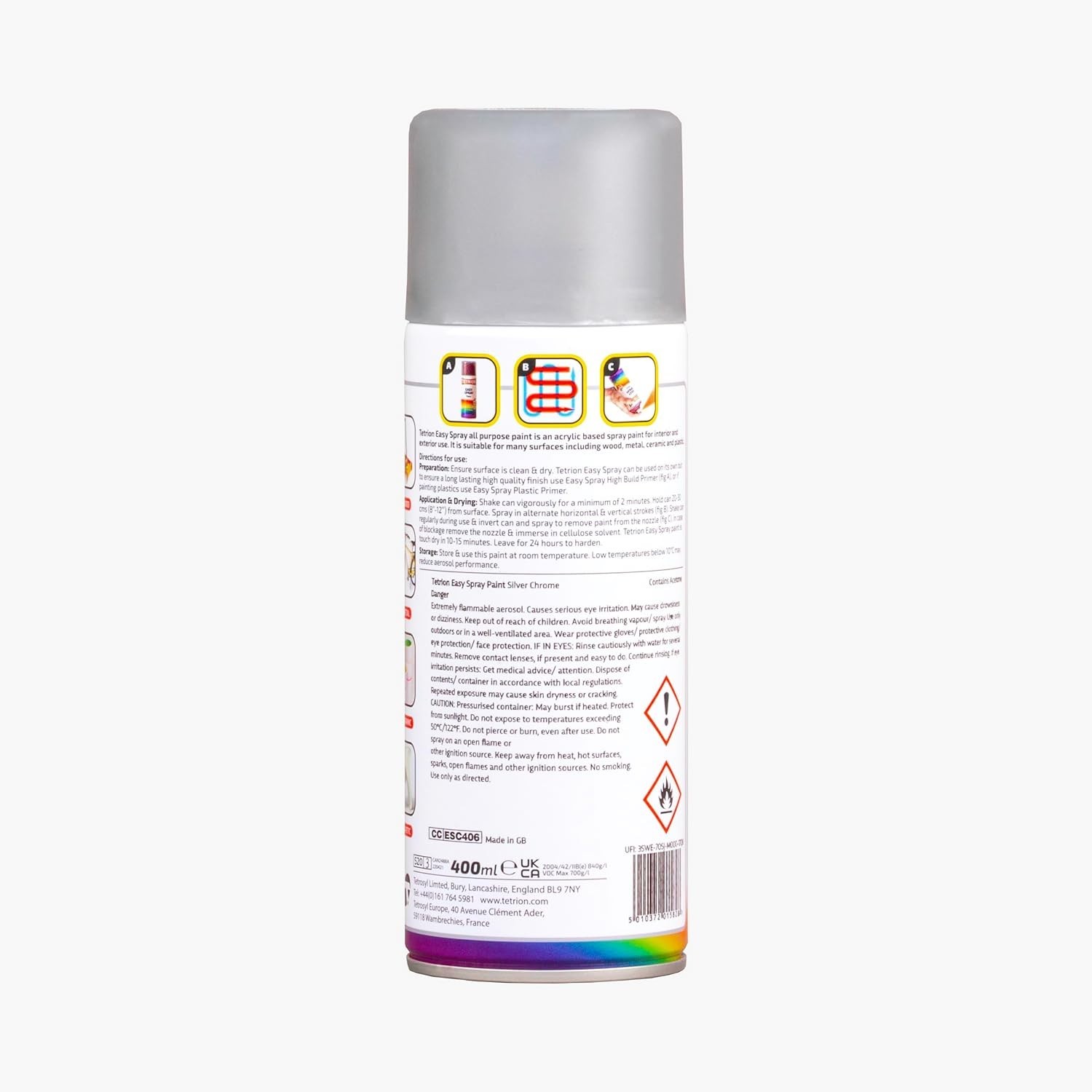 Easy Spray Paint – Chrome Silver 400ml – Reflective Acrylic Spray for Wood, M…