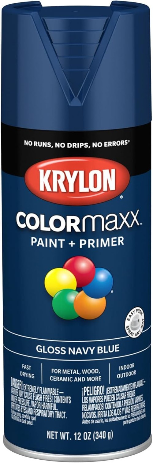 Fast-Drying Gloss Navy Blue Spray Paint & Primer for Indoor/Outdoor Use – 12 oz