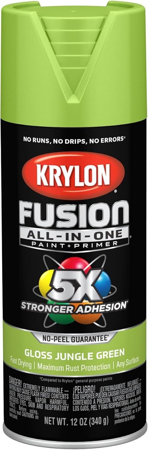 Krylon Fusion All In One Spray Paint 5x stronger 12 Oz, Jungle Green